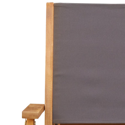6 Anthracite Fabric & Solid Wood Folding Garden Chairs Set