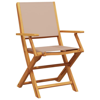 Folding Garden Chairs 6 pcs, Taupe Fabric & Solid Wood Finish