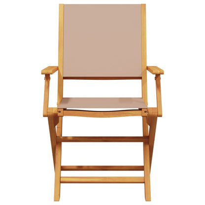 8-Piece Taupe Folding Garden Chairs, Durable Solid Wood Frame