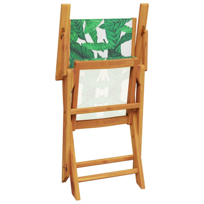 8-Piece Folding Garden Chairs Set - Green Fabric & Solid Wood