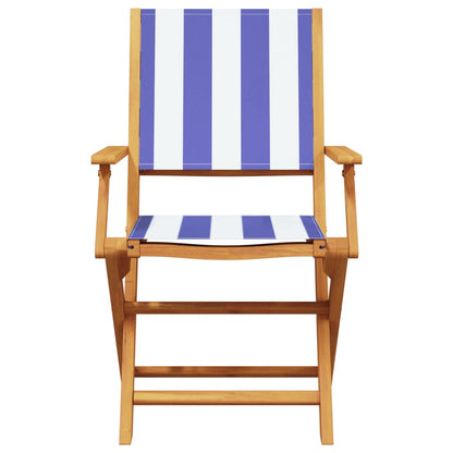 4-Piece Blue & White Folding Garden Chairs, Fabric & Wood Design