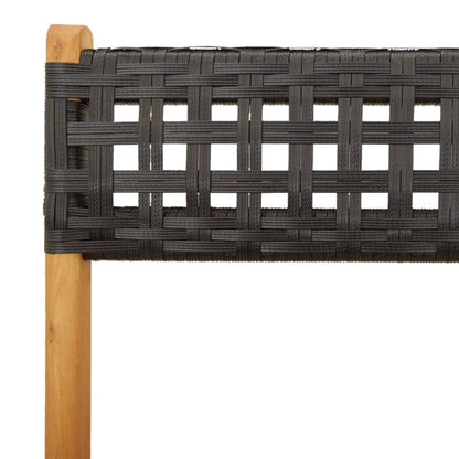 4-Piece Black Poly Rattan & Solid Wood Folding Garden Chairs