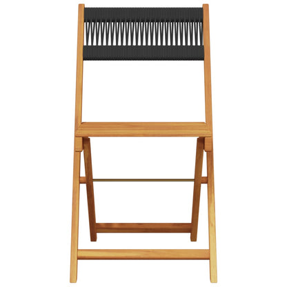 4-Piece Black Acacia Wood Folding Garden Chairs