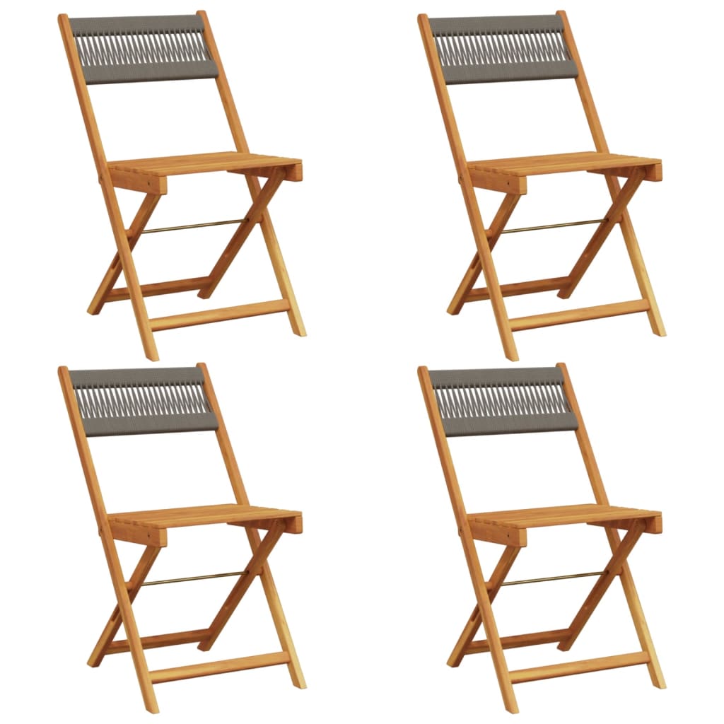 4-Piece Grey Acacia Wood Folding Garden Chairs - Stylish & Durable