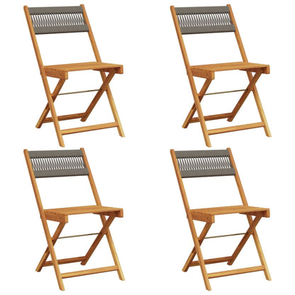 4-Piece Grey Acacia Wood Folding Garden Chairs - Stylish & Durable