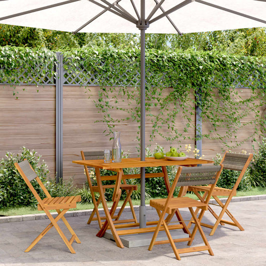 4-Piece Grey Acacia Wood Folding Garden Chairs - Stylish & Durable
