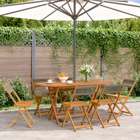 6-Piece Grey Acacia Wood Folding Garden Chairs Set