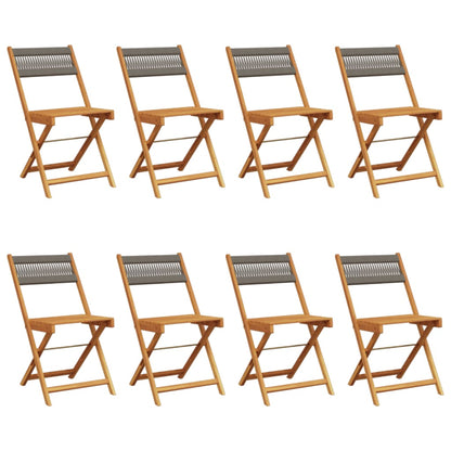8-Piece Grey Acacia Wood Folding Garden Chair Set