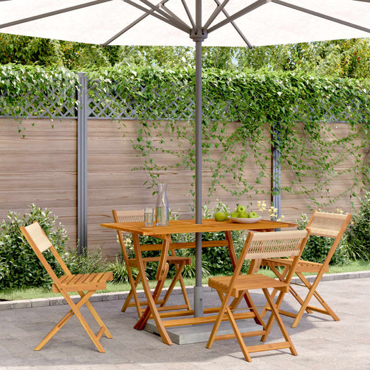4-Piece Solid Wood Acacia Folding Garden Chairs - Beige