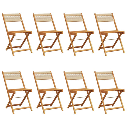 8-Piece Beige Acacia Wood Folding Garden Chairs Set