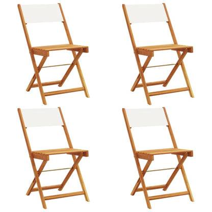 Cream White Folding Garden Chairs Set of 4 - Solid Wood & Fabric