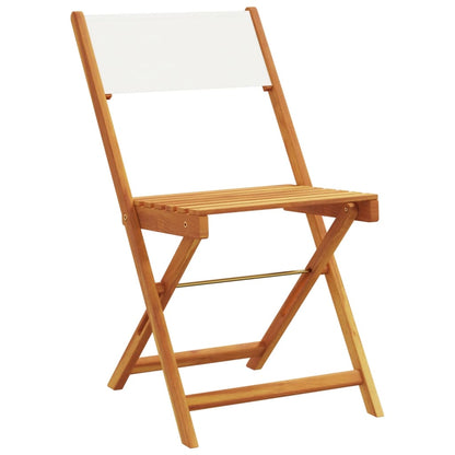 Cream White Folding Garden Chairs Set of 4 - Solid Wood & Fabric