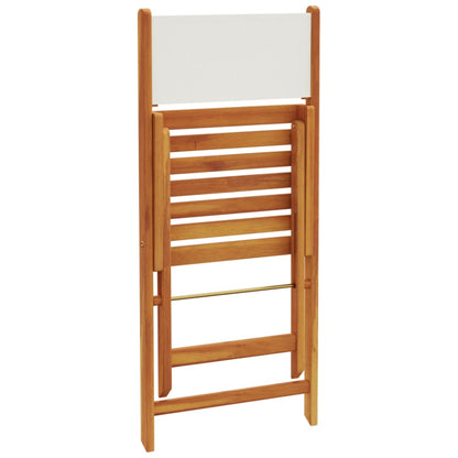 Cream White Folding Garden Chairs Set of 4 - Solid Wood & Fabric