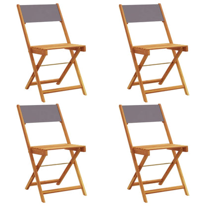 Anthracite Fabric & Solid Wood Folding Garden Chairs - Set of 4