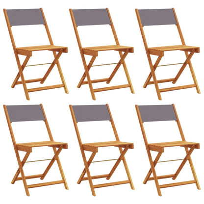 6-Piece Anthracite & Wood Folding Garden Chairs Set