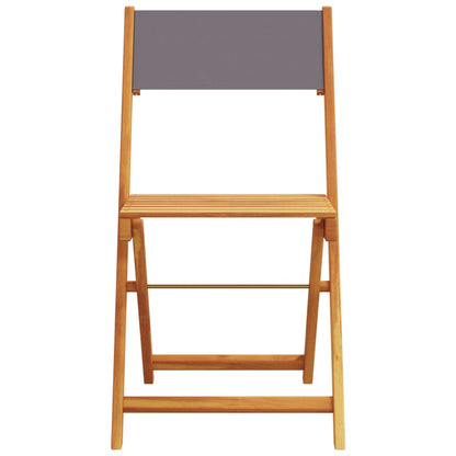 8 Anthracite Fabric & Solid Wood Folding Garden Chairs Set