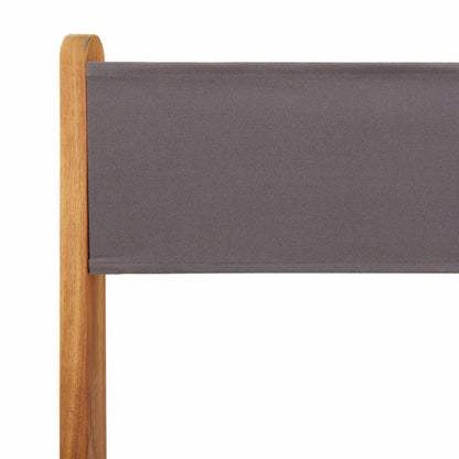 8 Anthracite Fabric & Solid Wood Folding Garden Chairs Set