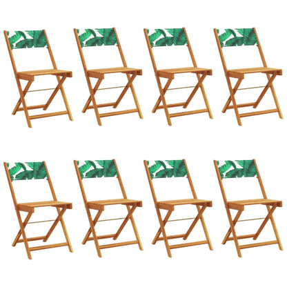 8-Piece Green Fabric & Solid Wood Folding Garden Chairs Set