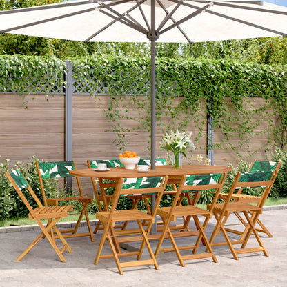 8-Piece Green Fabric & Solid Wood Folding Garden Chairs Set
