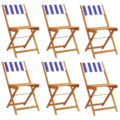 6-Piece Blue & White Folding Garden Chairs - Fabric & Wood