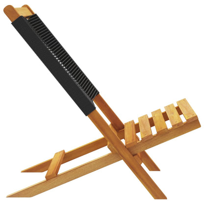 4-Piece Black Acacia Wood Folding Garden Chairs - Durable & Stylish