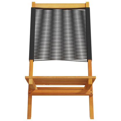 6-Piece Black Acacia Wood Folding Garden Chairs Set
