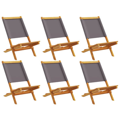 6-Piece Anthracite Fabric & Wood Folding Garden Chairs Set
