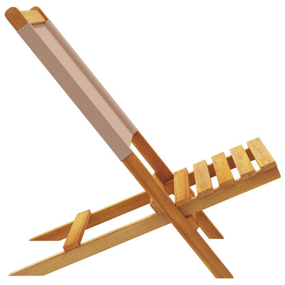 6-Piece Taupe Fabric & Solid Wood Folding Garden Chairs Set