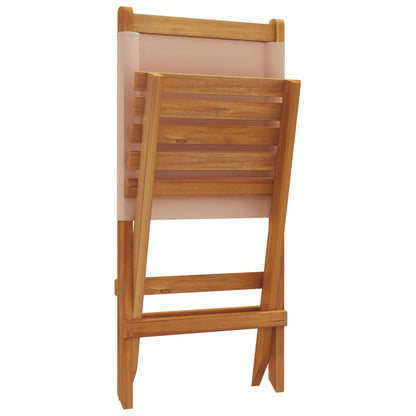 6-Piece Taupe Fabric & Solid Wood Folding Garden Chairs Set