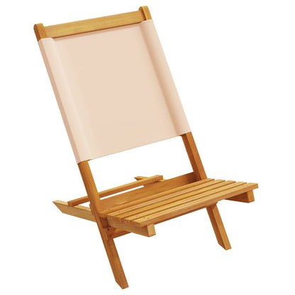 Beige Folding Garden Chairs Set of 4 - Fabric & Solid Wood