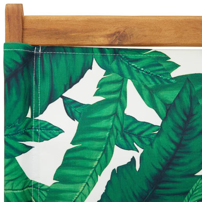 6-Piece Folding Garden Chairs Set, Green Fabric & Solid Wood