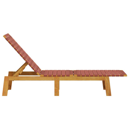 Sun Loungers 2 pcs Red Solid Wood Acacia and Fabric