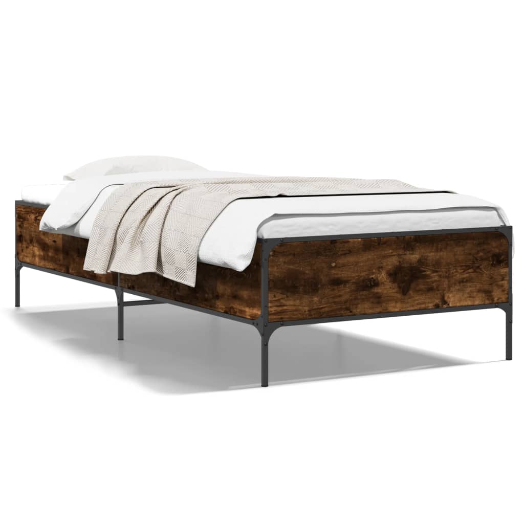 Smoked Oak Bed Frame 100x200 cm - Mattress Not Included