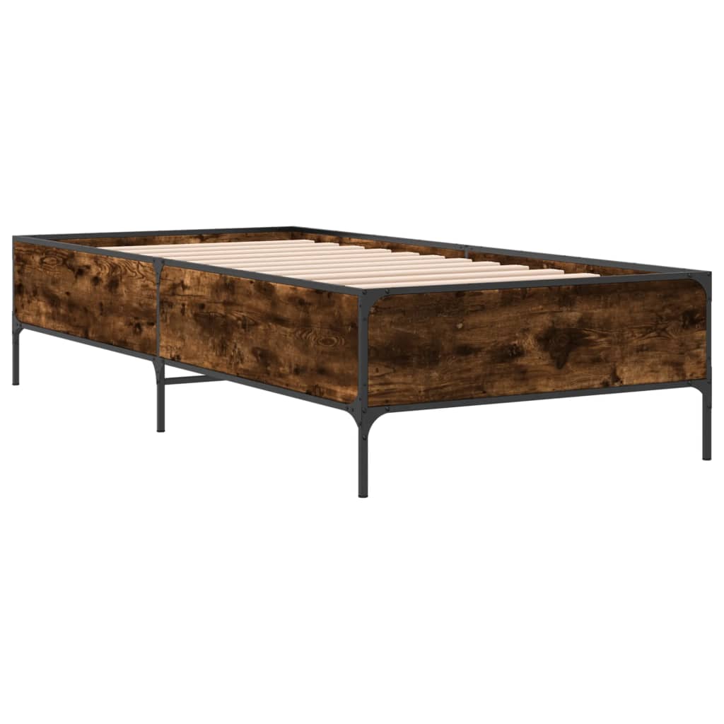Smoked Oak Bed Frame 100x200 cm - Mattress Not Included