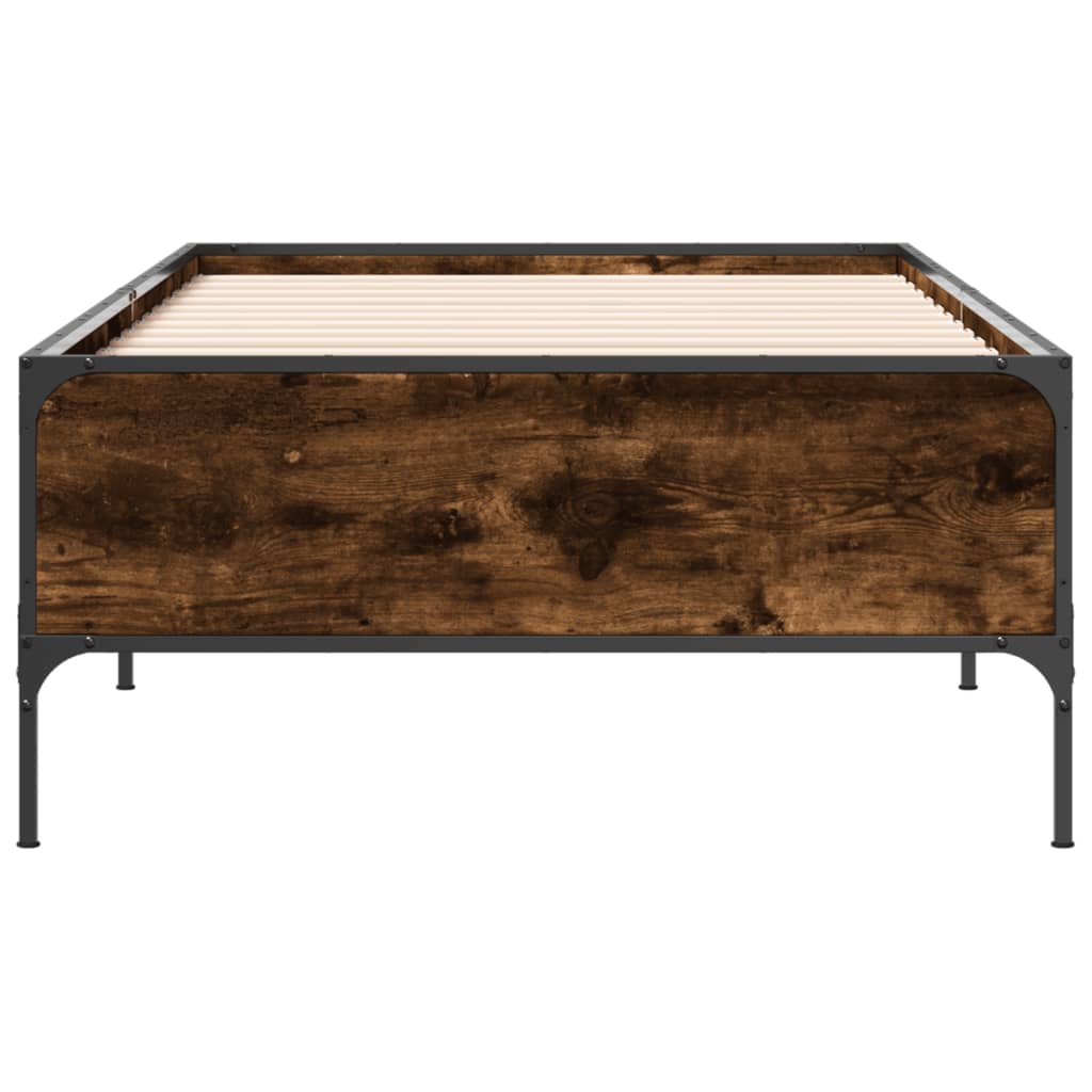 Smoked Oak Bed Frame 100x200 cm - Mattress Not Included