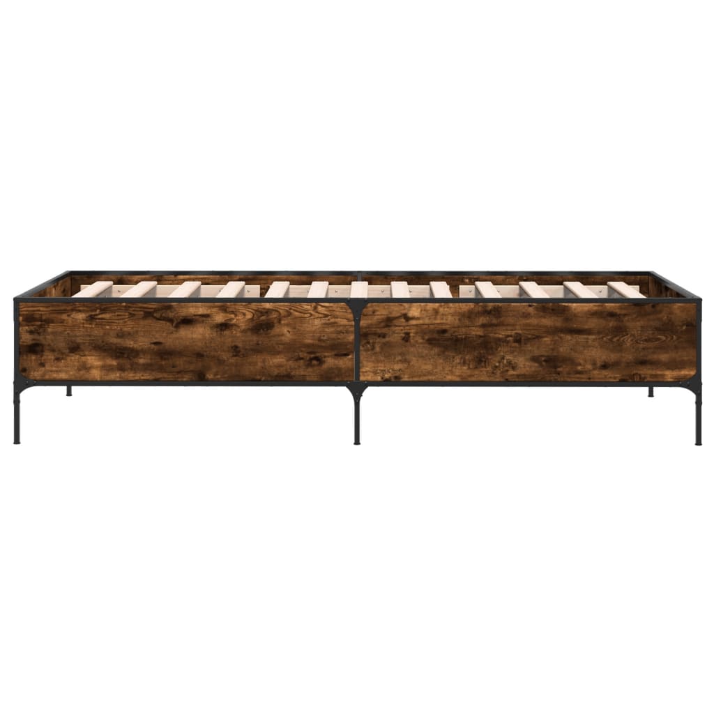 Smoked Oak Bed Frame 100x200 cm - Mattress Not Included