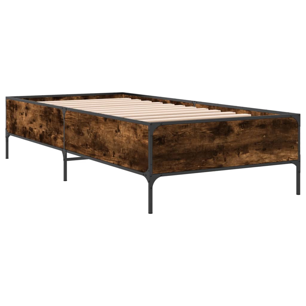 Smoked Oak Bed Frame 100x200 cm - Mattress Not Included