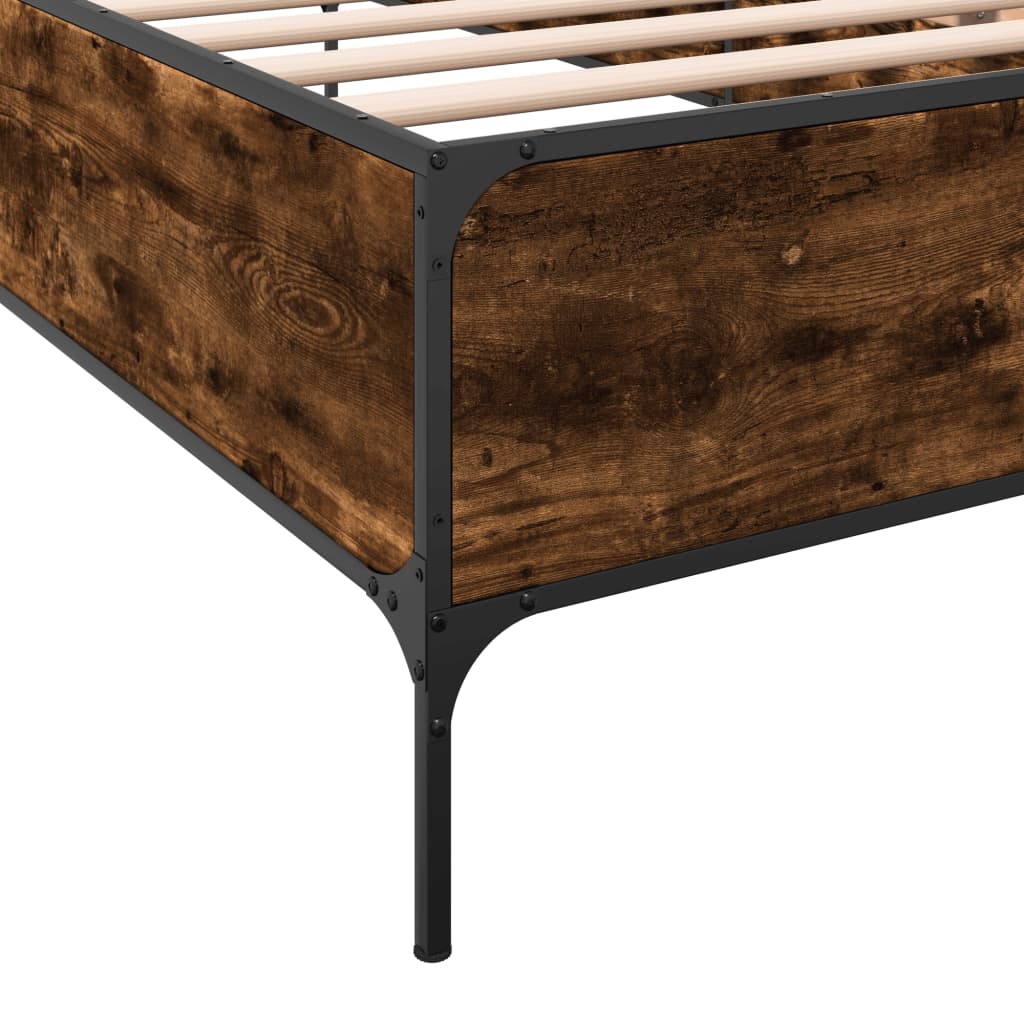 Smoked Oak Bed Frame 100x200 cm - Mattress Not Included