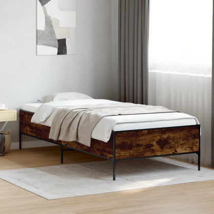 Smoked Oak Bed Frame 100x200 cm - Mattress Not Included