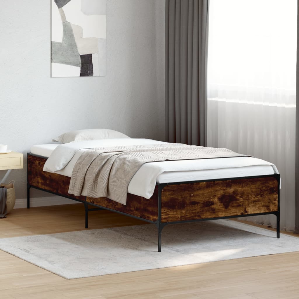 Smoked Oak Bed Frame 90x200 cm - Durable & Stylish Design