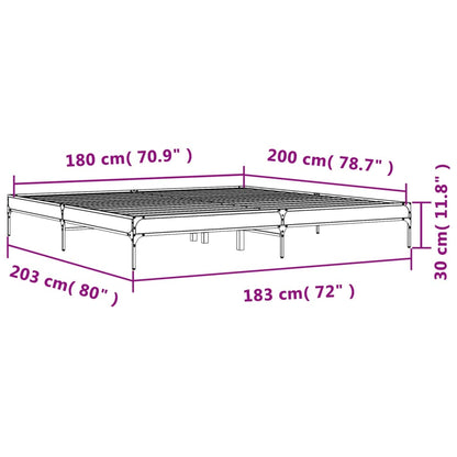 Super King Smoked Oak Bed Frame 180x200 cm - No Mattress Included