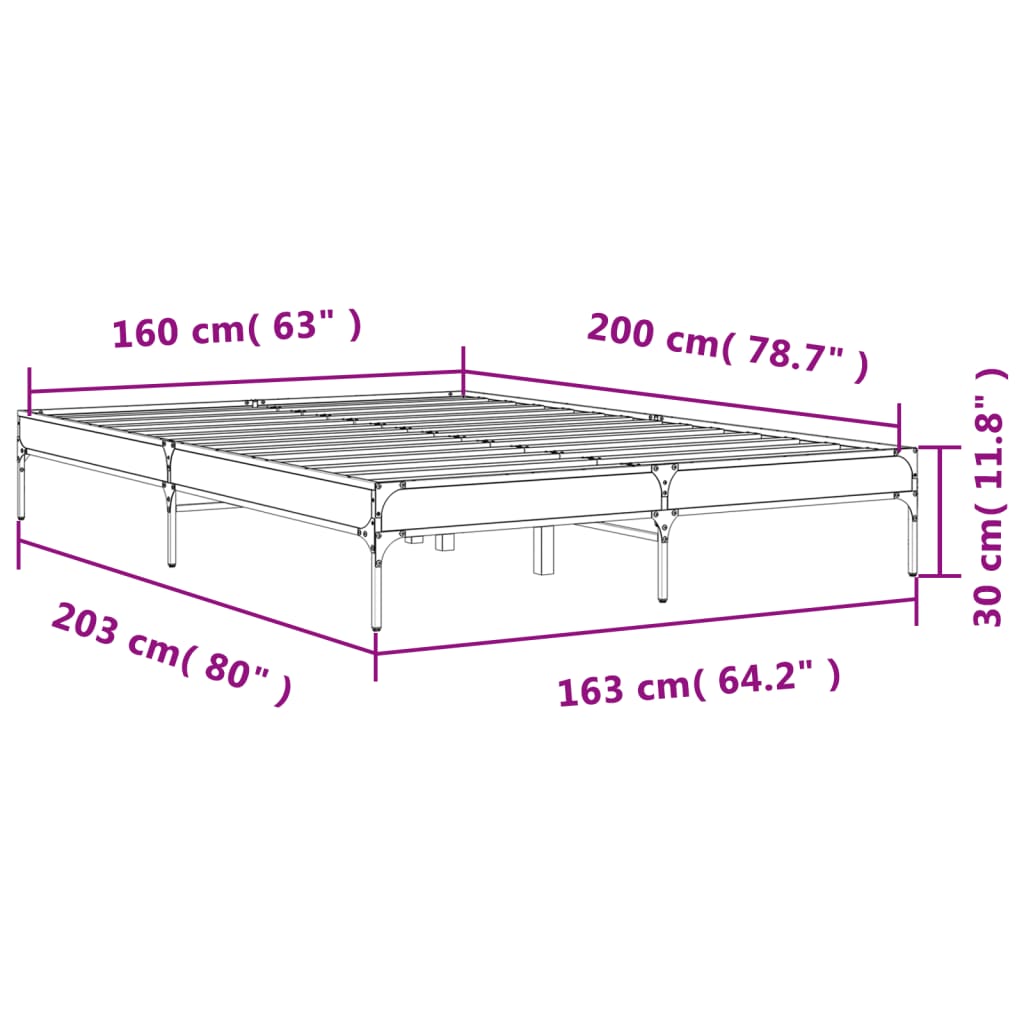 Sonoma Oak Bed Frame 160x200 cm - Sturdy Wood Design