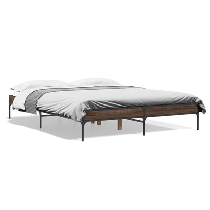 Brown Oak Bed Frame 160x200 cm - Sturdy Bedroom Essential