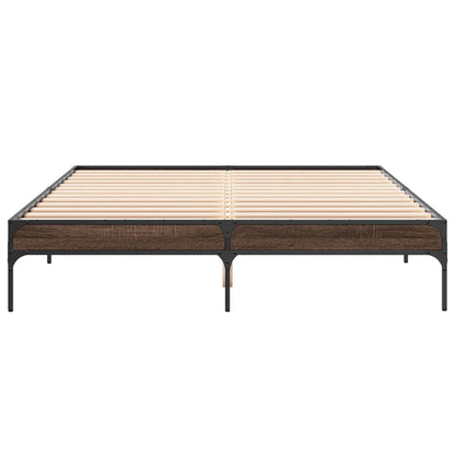 Brown Oak Bed Frame 160x200 cm - Sturdy Bedroom Essential