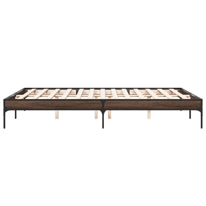 Brown Oak Bed Frame 160x200 cm - Sturdy Bedroom Essential