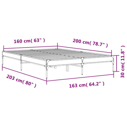 Brown Oak Bed Frame 160x200 cm - Sturdy Bedroom Essential