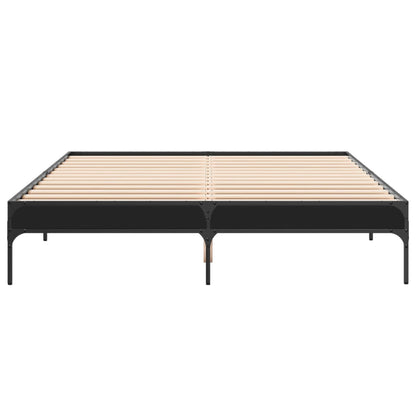 Sleek Black Metal Bed Frame 140x200 cm - No Mattress Included