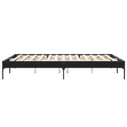Sleek Black Metal Bed Frame 140x200 cm - No Mattress Included