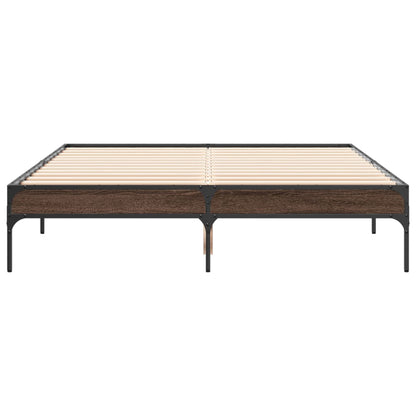 Brown Oak Bed Frame 120x200 cm - Durable Wood, No Mattress Included