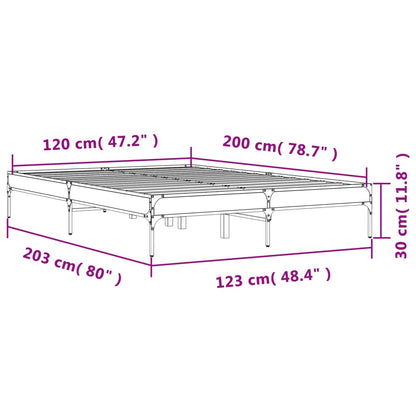 Brown Oak Bed Frame 120x200 cm - Durable Wood, No Mattress Included